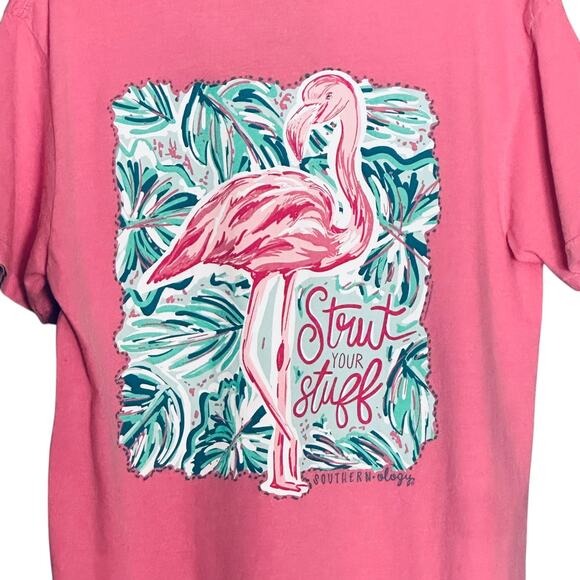 Comfort Colors Pink Flamingo T-Shirt Medium Strut Your Stuff Southernology NEW - Picture 5 of 7